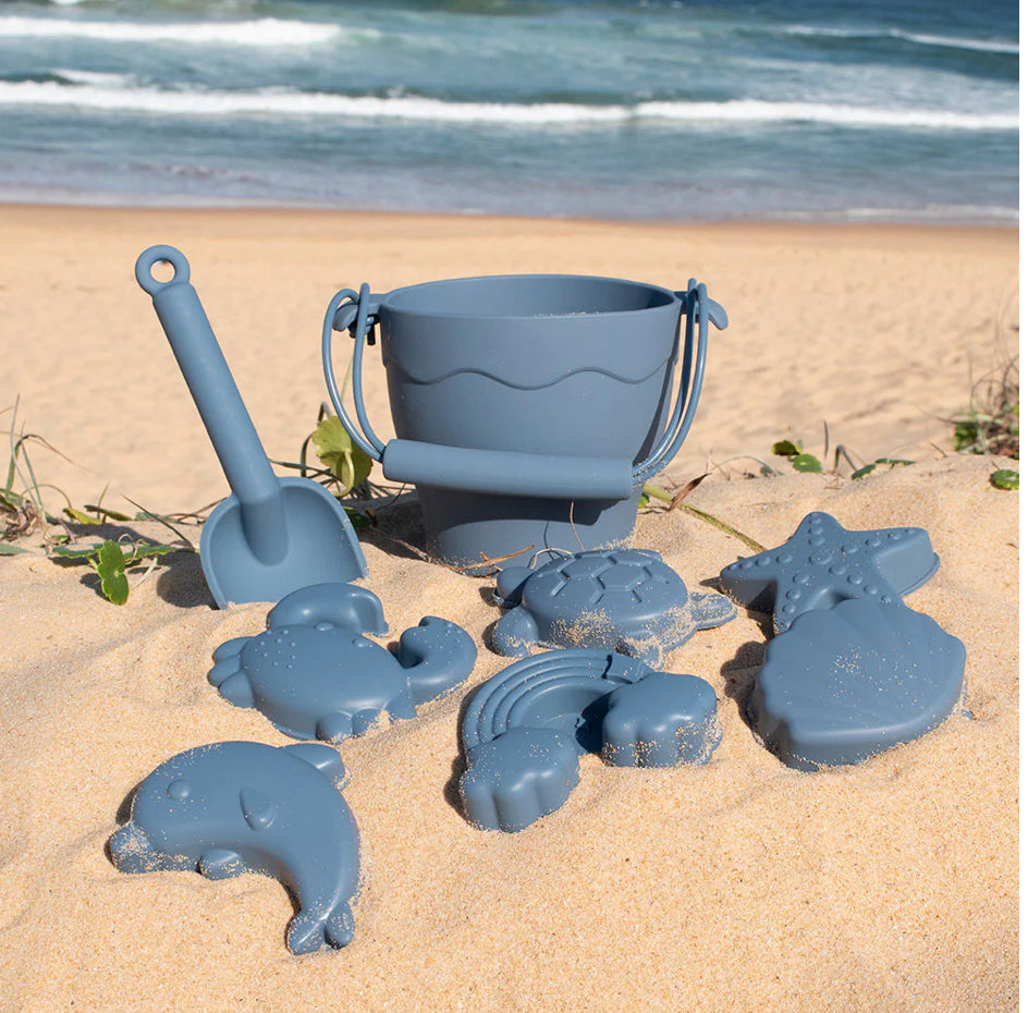 <img src="path/to/image.jpg" alt="Set de jouets de plage en silicone personnalisable pour enfants avec 6 icônes">